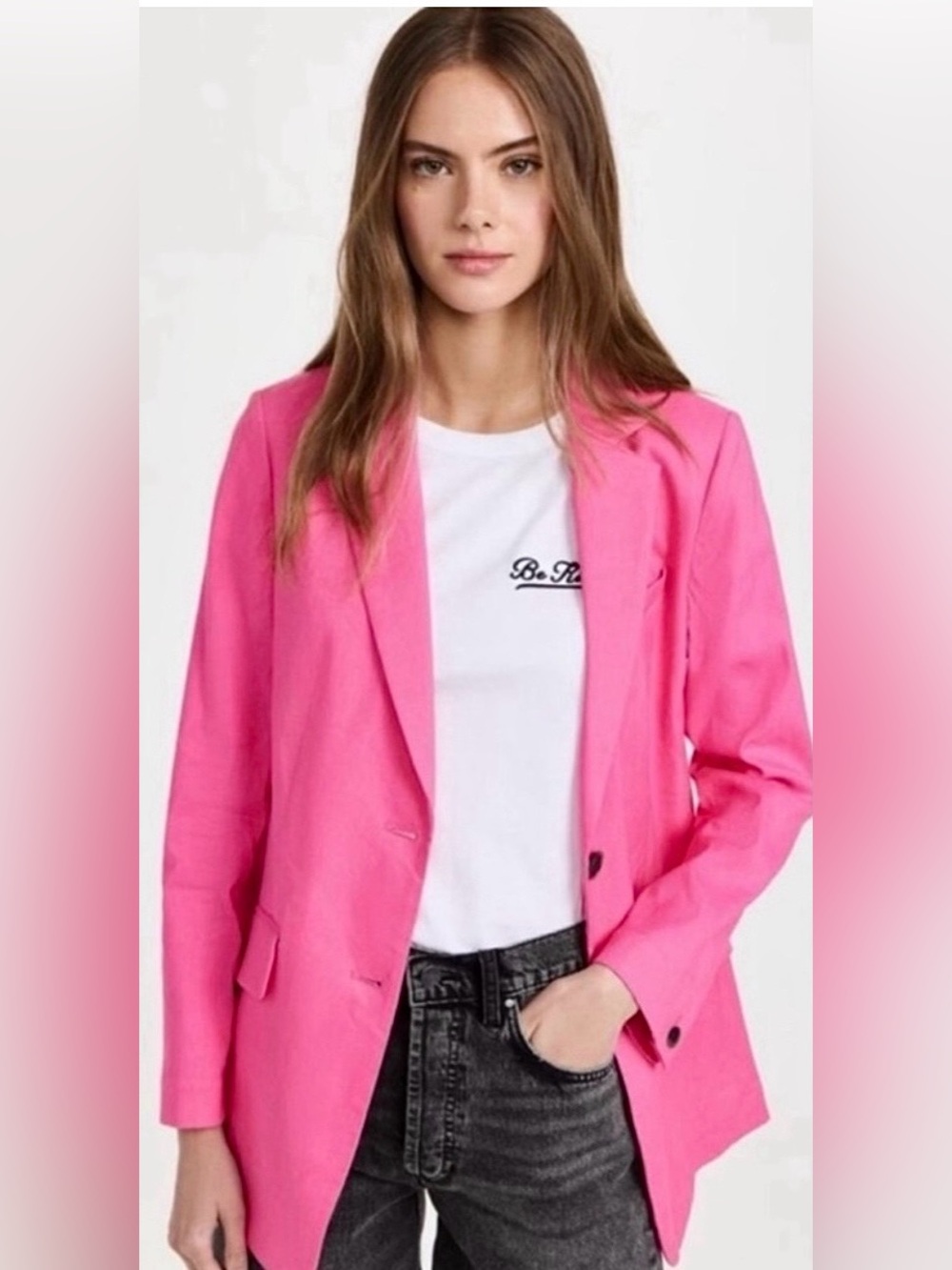 Rag and Bone Charles Linen Blend Blazer Pink Size 6